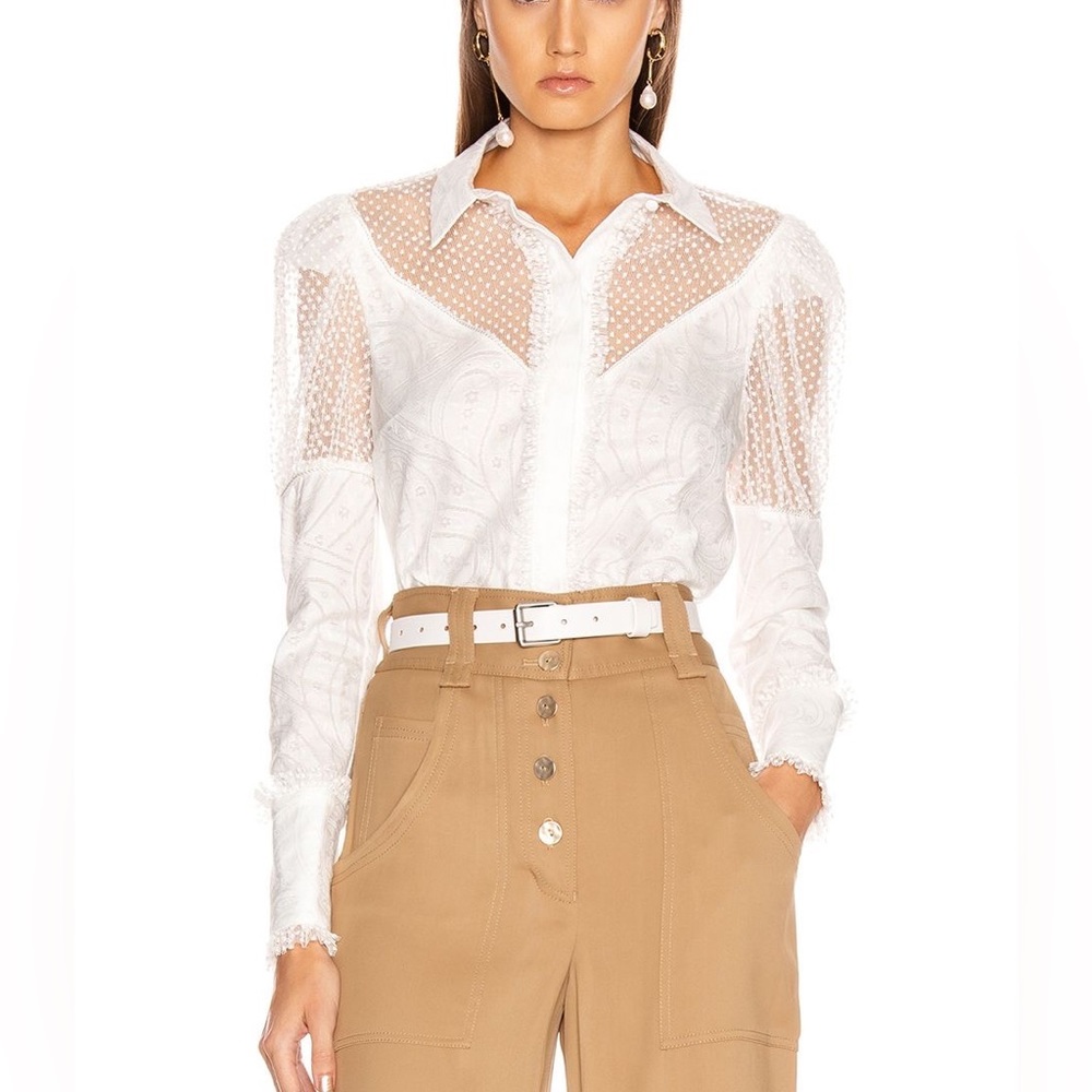 Alexis White Sheer Lace Blouse
